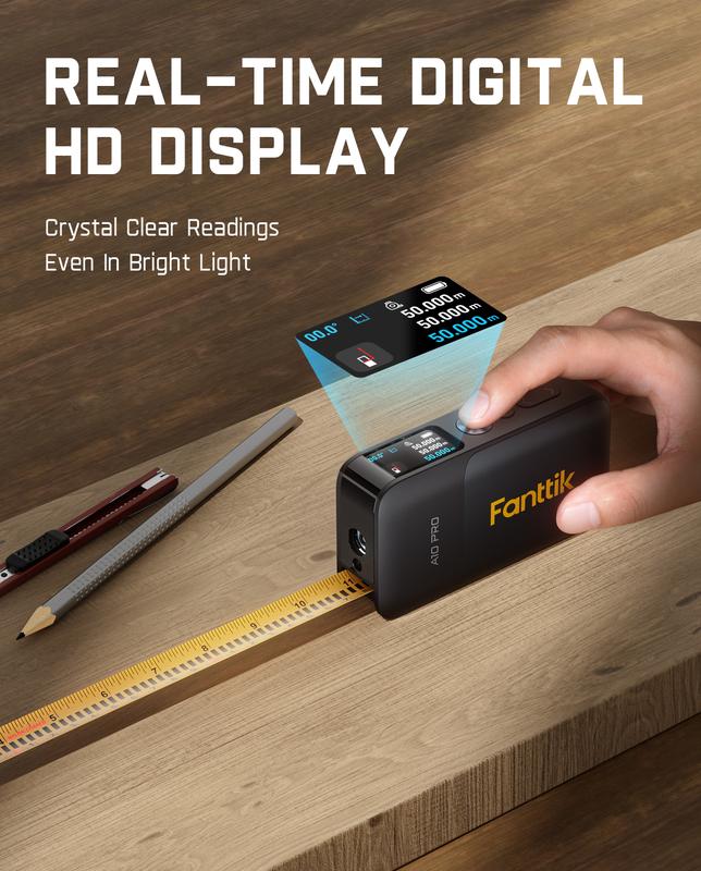 Apex 3-in-1 Digital Laser Tape Measure with HD IPS Color Display, 165Ft Rechargeable Laser Measurement Tool
