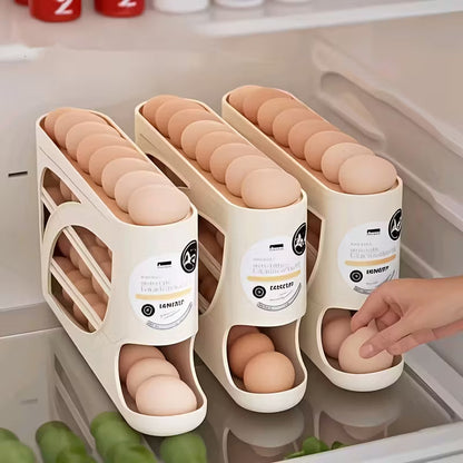 EggTower 30 — 4-Tier Countertop & Fridge Egg Holder (Side Door, 30 Eggs, Handle, Glossy Finish)