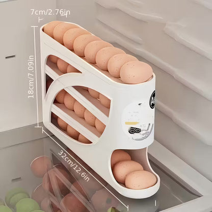 EggTower 30 — 4-Tier Countertop & Fridge Egg Holder (Side Door, 30 Eggs, Handle, Glossy Finish)