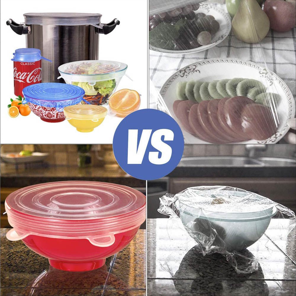 6PCS Adaptable Lid Silicone Cover Food