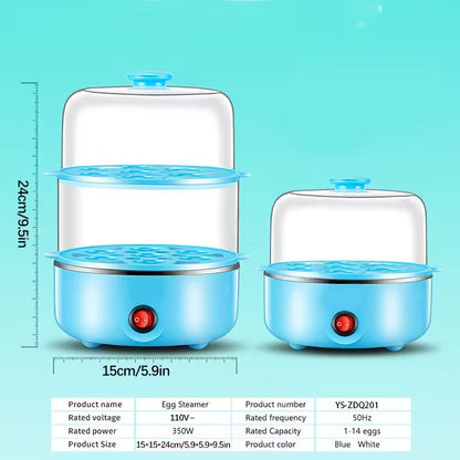 EggMaster 14-Egg Electric Steamer — Peel-Easy Hard & Soft Boiled Eggs