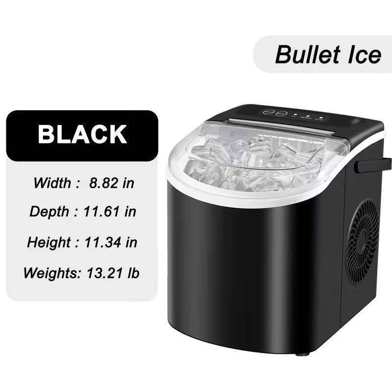 FrostFlow 26 — Countertop Ice Maker, 26 lbs/day, Portable with Handle + Basket & Scoop