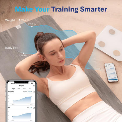 Smart Scale for Body Weight, 7-Color Glowing Bluetooth Digital Bathroom Scale for BMI and Body Fat.