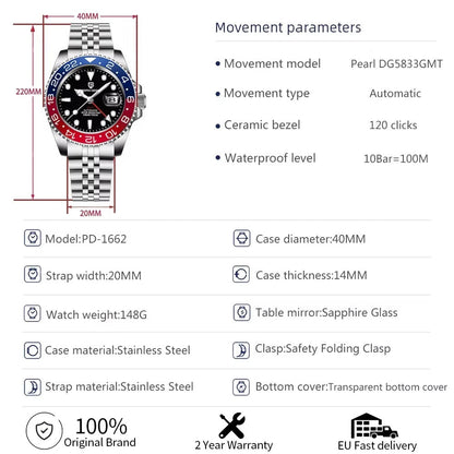 Automatic GMT Travel Watch — Built for Global Lifestyles