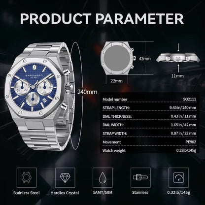 Premium Automatic Chronograph Sport Watch (42mm, Sapphire Crystal)