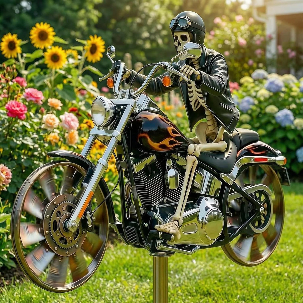Rebel Rider Skull Motorcycle Spinner