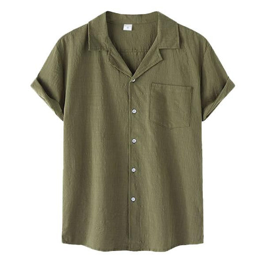 Men's Casual Thin Cotton Linen Short Sleeve Shirt 56599850M